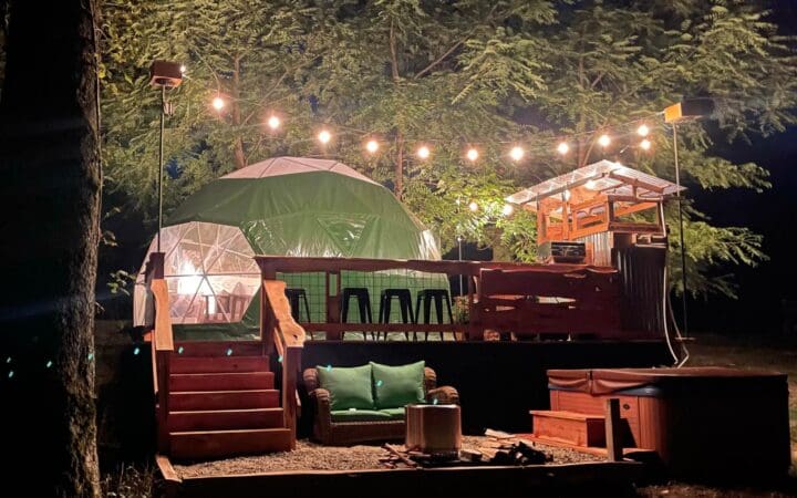 Glamping with hot tub