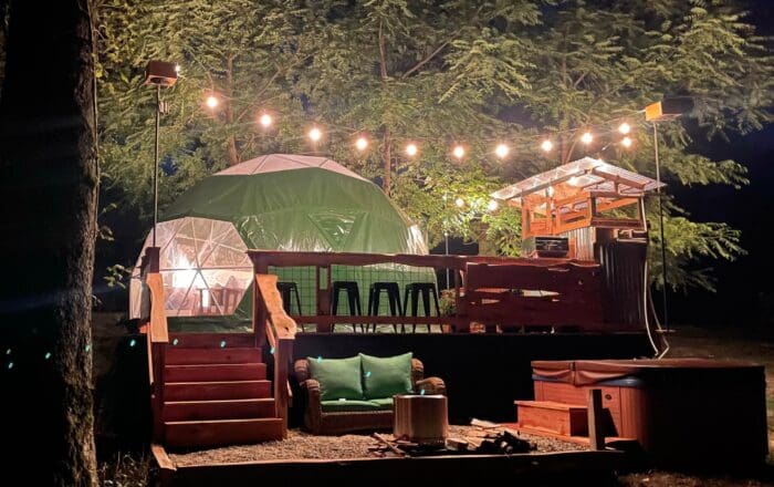 Glamping with hot tub